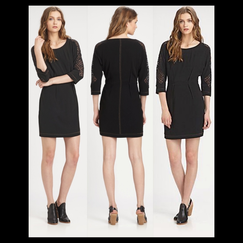 New rag & bone Gayatri lace panel insert contrast tailored minimalist minidress